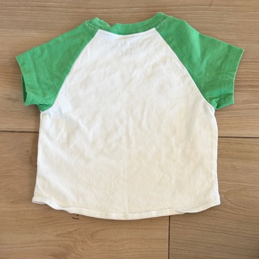 OshKosh Bgosh Boys 12M Raglan Tee and Fleece Shorts 2 Piece Set Blue Green White